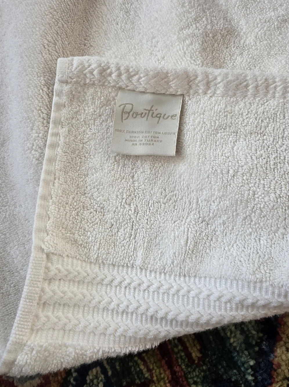Boutique Off-White Cream Bath Sheet - Plush 100% Turkish Cotton Loops XLG EUC